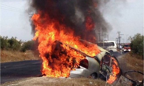 בקבוק תעברה שנזרק על מכונית ישראלית. CC: פייסבוק תג מאיר: אור במקום טרור